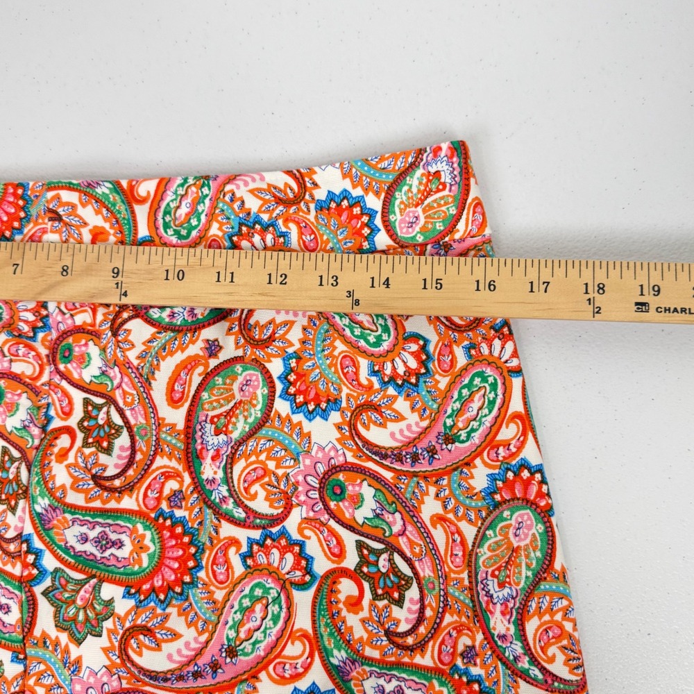 Talbots Petites Orange Green Paisley Scalloped Hem A-Line Mini Skirt 6P - Picture 5 of 10